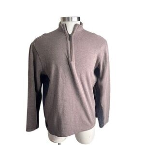 Roundtree & Yorke Brown Pullover & Mocha Stripe 1/4 Zip Sweatshirt Sz Med NWT